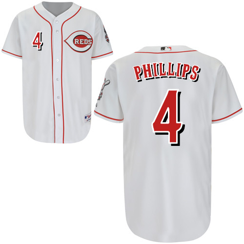 Brandon Phillips #4 Youth Baseball Jersey-Cincinnati Reds Authentic Home White Cool Base MLB Jersey